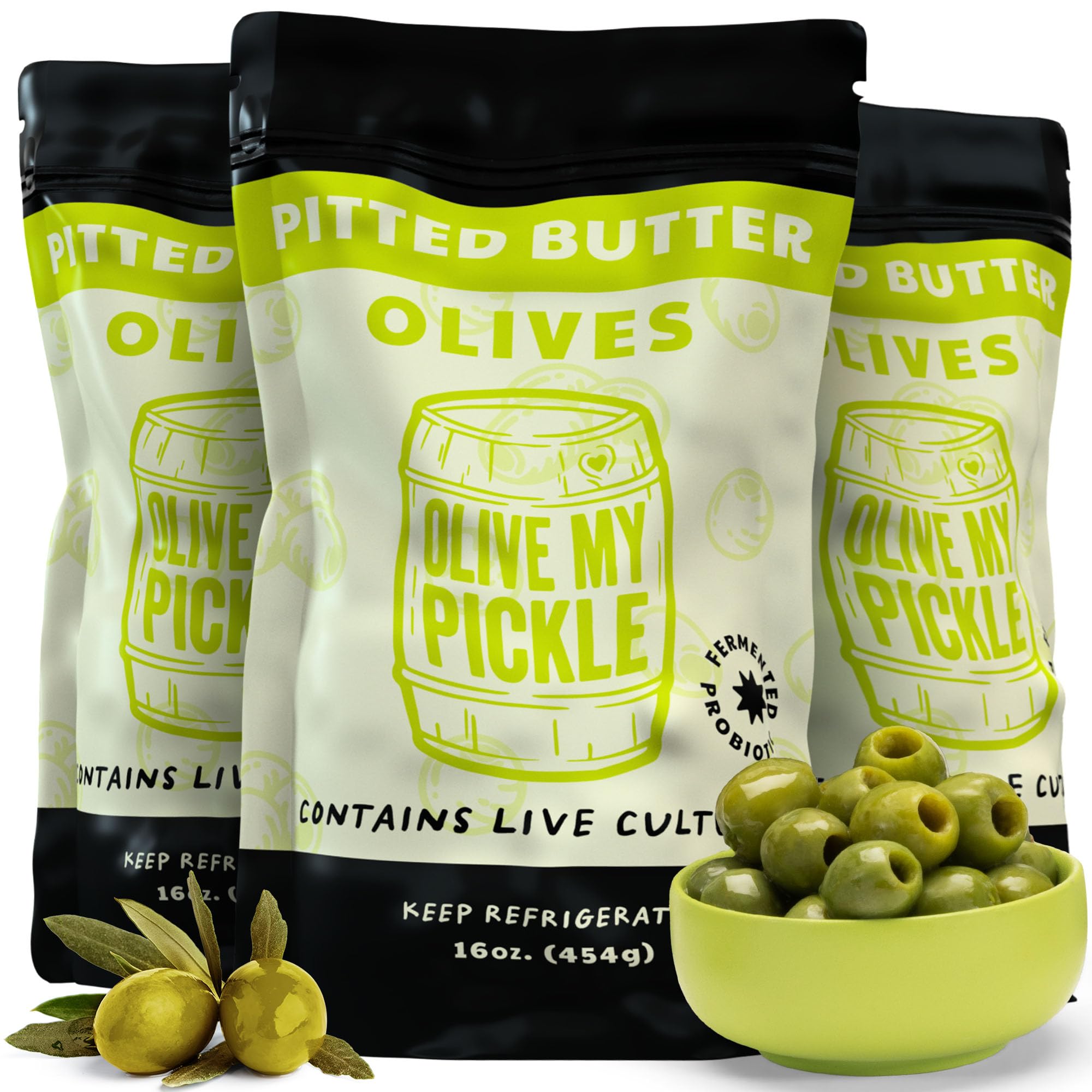 Amazon.com : Olive My Pickle Green Olives Pitted Butter 48 oz | 3